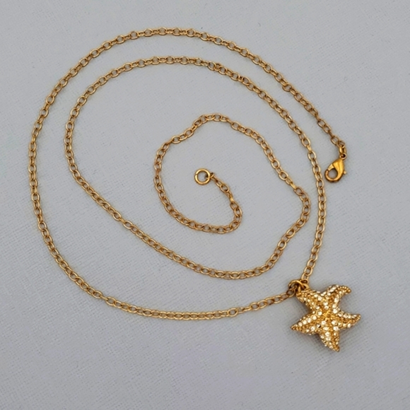 J. Crew Gold Tone Starfish Necklace - Picture 1 of 7